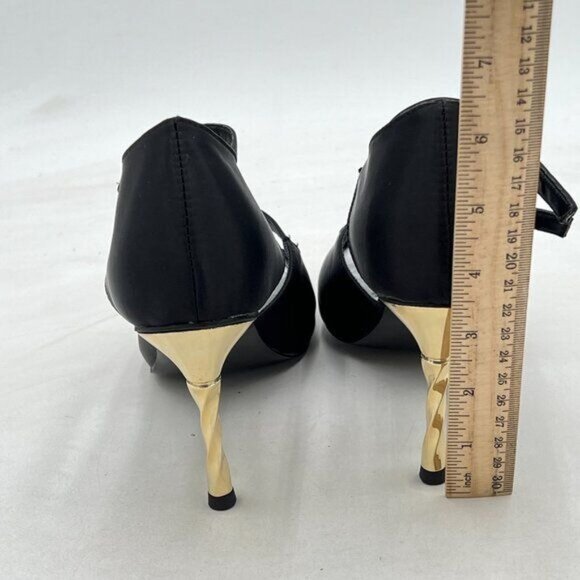 Funny She Jill Black Pointed Toe High Heel Shoes Ankle Strap Heels Stiletto Shoe - Picture 4 of 6